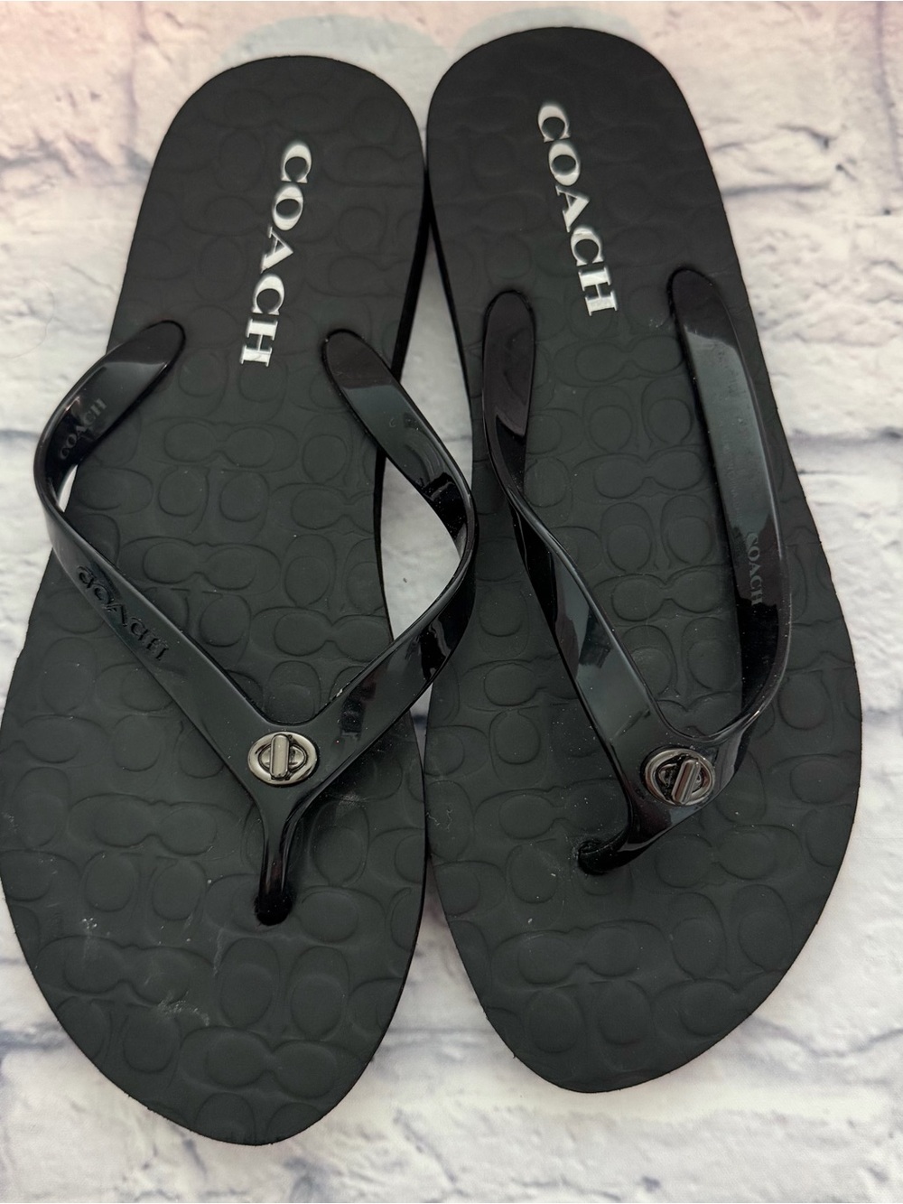Coach Abbigail Signature Flip Flops 8 | NWOT Black Jelly Sandals